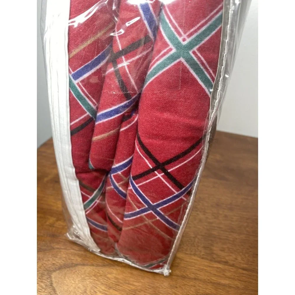 Martex Flannel Sheet Set Dog Red Plaid Set 4 Pcs Double Size Scotty Dogs